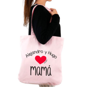 Bolso algodón orgánico personalizado (nombre niño/a) corazón Mamá